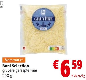 Promoties Boni selection gruyère geraspte kaas - Boni - Geldig van 22/05/2024 tot 04/06/2024 bij Colruyt