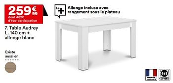 Promotions Table audrey + allonge blanc - Produit Maison - But - Valide de 21/05/2024 à 17/06/2024 chez But
