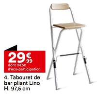 Promotions Tabouret de bar pliant lino - Produit Maison - But - Valide de 21/05/2024 à 17/06/2024 chez But