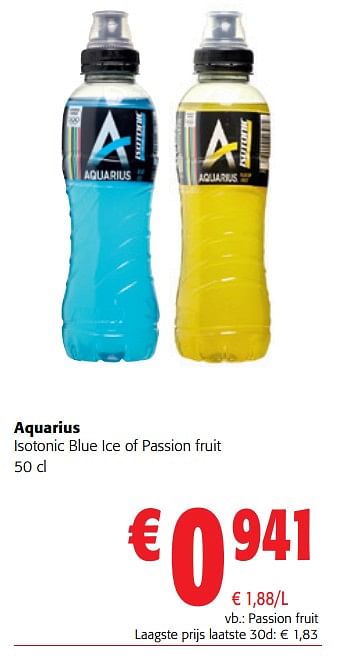 Promoties Aquarius isotonic blue ice of passion fruit - Aquarius - Geldig van 22/05/2024 tot 04/06/2024 bij Colruyt