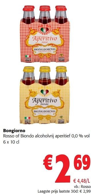 Promoties Bongiorno rosso of biondo alcoholvrij aperitief 0,0 % vol - Bon Giorno - Geldig van 22/05/2024 tot 04/06/2024 bij Colruyt