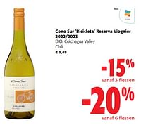 Promoties Cono sur bicicleta reserva viognier 2022-2023 d.o. colchagua valley chili - Witte wijnen - Geldig van 22/05/2024 tot 04/06/2024 bij Colruyt