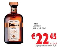 Promoties Filliers classic gin - Filliers - Geldig van 22/05/2024 tot 04/06/2024 bij Colruyt