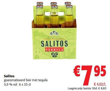 Promoties Salitos gearomatiseerd bier met tequila - Salitos - Geldig van 22/05/2024 tot 04/06/2024 bij Colruyt