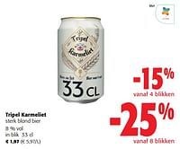 Promoties Tripel karmeliet sterk blond bier - TRipel Karmeliet - Geldig van 22/05/2024 tot 04/06/2024 bij Colruyt