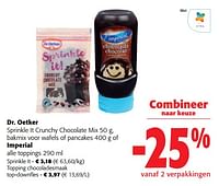 Promoties Dr. oetker sprinkle it crunchy chocolate mix - Dr. Oetker - Geldig van 22/05/2024 tot 04/06/2024 bij Colruyt
