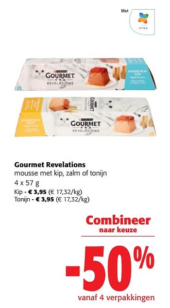 Promoties Gourmet revelations mousse met kip, zalm of tonijn - Purina - Geldig van 22/05/2024 tot 04/06/2024 bij Colruyt