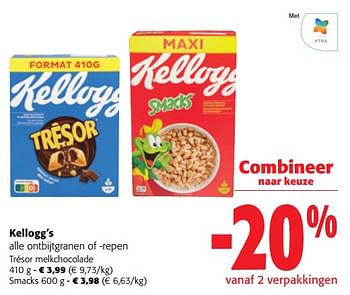 Promoties Kellogg`s alle ontbijtgranen of -repen - Kellogg's - Geldig van 22/05/2024 tot 04/06/2024 bij Colruyt