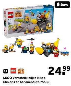 Promoties Lego verschrikkelijke ikke 4 minions en bananenauto 75580 - Lego - Geldig van 11/05/2024 tot 02/06/2024 bij Intertoys
