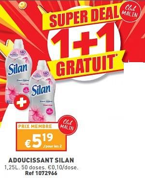 Promotions Adoucissant silan - Silan - Valide de 22/05/2024 à 27/05/2304 chez Trafic