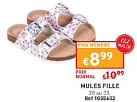 Promotions Mules fille - Produit maison - Trafic  - Valide de 22/05/2024 à 27/05/2304 chez Trafic