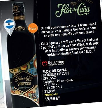 Promotions Flor de caña liqueur de café spresso - Flor de Cana - Valide de 21/05/2024 à 10/06/2024 chez Cora