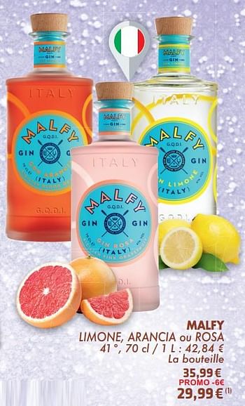 Promotions Malfy limone, arancia ou rosa - Malfy - Valide de 21/05/2024 à 10/06/2024 chez Cora