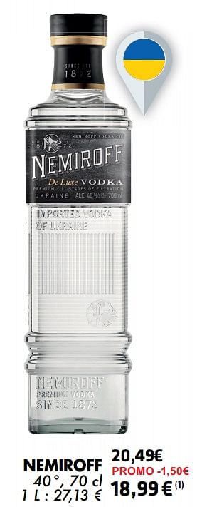 Promotions Nemiroff vodka - Nemiroff - Valide de 21/05/2024 à 10/06/2024 chez Cora