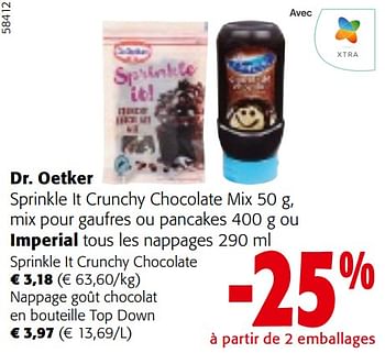 Promotions Sprinkle it crunchy chocolate - Dr. Oetker - Valide de 22/05/2024 à 04/06/2024 chez Colruyt