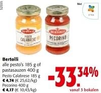 Promoties Bertolli alle pesto’s of pastasauzen - Bertolli - Geldig van 22/05/2024 tot 04/06/2024 bij Colruyt
