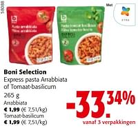 Promoties Boni selection express pasta arrabbiata of tomaat-basilicum - Boni - Geldig van 22/05/2024 tot 04/06/2024 bij Colruyt