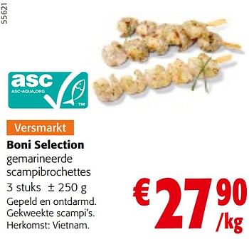 Promoties Boni selection gemarineerde scampibrochettes - Boni - Geldig van 22/05/2024 tot 04/06/2024 bij Colruyt