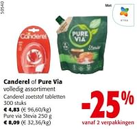 Promoties Canderel of pure via volledig assortiment - Huismerk - Colruyt - Geldig van 22/05/2024 tot 04/06/2024 bij Colruyt
