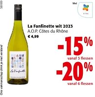 Promoties La fanfinette wit 2023 a.o.p. côtes du rhône - Witte wijnen - Geldig van 22/05/2024 tot 04/06/2024 bij Colruyt