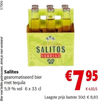 Promoties Salitos gearomatiseerd bier met tequila - Salitos - Geldig van 22/05/2024 tot 04/06/2024 bij Colruyt