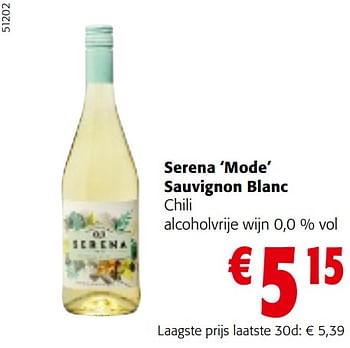 Promoties Serena mode sauvignon blanc chili alcoholvrije wijn 0,0 % vol - Witte wijnen - Geldig van 22/05/2024 tot 04/06/2024 bij Colruyt