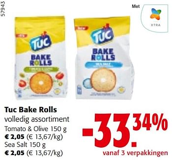 Promoties Tuc bake rolls volledig assortiment - Tuc - Geldig van 22/05/2024 tot 04/06/2024 bij Colruyt