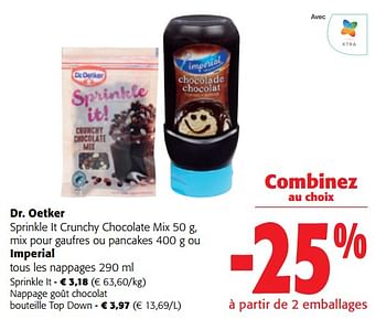 Promotions Dr. oetker sprinkle it crunchy chocolate mix - Dr. Oetker - Valide de 22/05/2024 à 04/06/2024 chez Colruyt