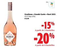 Promotions Granbeau grande cuvée rosé 2023 i.g.p. pays d`oc - Vins rosé - Valide de 22/05/2024 à 04/06/2024 chez Colruyt