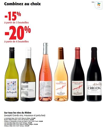 Promotions Sur tous les vins du rhône - Vins rouges - Valide de 22/05/2024 à 04/06/2024 chez Colruyt