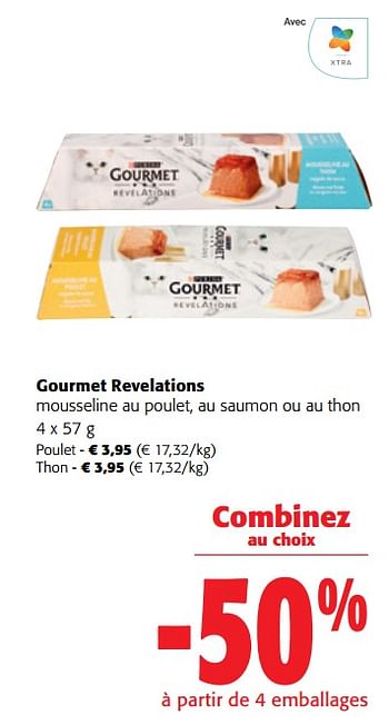 Promotions Gourmet revelations mousseline au poulet, au saumon ou au thon - Purina - Valide de 22/05/2024 à 04/06/2024 chez Colruyt