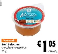 Promoties Boni selection chocolademousse puur - Boni - Geldig van 22/05/2024 tot 04/06/2024 bij Colruyt