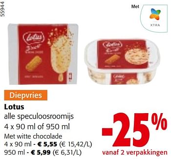 Promoties Lotus alle speculoosroomijs - Lotus Bakeries - Geldig van 22/05/2024 tot 04/06/2024 bij Colruyt