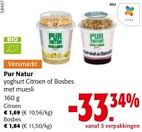 Promoties Pur natur yoghurt citroen of bosbes met muesli - Pur Natur - Geldig van 22/05/2024 tot 04/06/2024 bij Colruyt