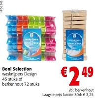 Promoties Boni selection wasknijpers design of berkenhout - Boni - Geldig van 22/05/2024 tot 04/06/2024 bij Colruyt