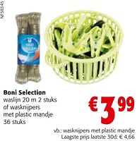 Promoties Boni selection waslijn of wasknijpers met plastic mandje - Boni - Geldig van 22/05/2024 tot 04/06/2024 bij Colruyt