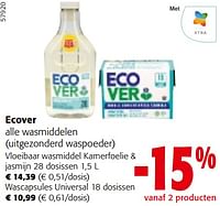 Promoties Ecover alle wasmiddelen - Ecover - Geldig van 22/05/2024 tot 04/06/2024 bij Colruyt