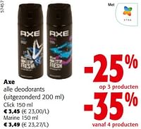 Promoties Axe alle deodorants - Axe - Geldig van 22/05/2024 tot 04/06/2024 bij Colruyt