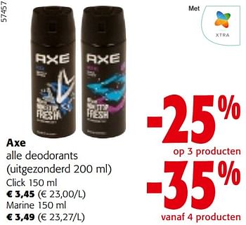 Promotions Axe alle deodorants - Axe - Valide de 22/05/2024 à 04/06/2024 chez Colruyt