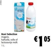 Promoties Boni selection magere, halfvolle, volle of lactosevrije melk - Boni - Geldig van 22/05/2024 tot 04/06/2024 bij Colruyt