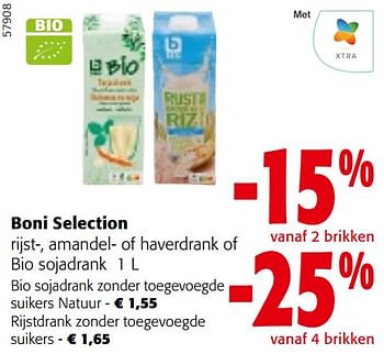 Promoties Boni selection rijst-, amandel- of haverdrank of bio sojadrank - Boni - Geldig van 22/05/2024 tot 04/06/2024 bij Colruyt
