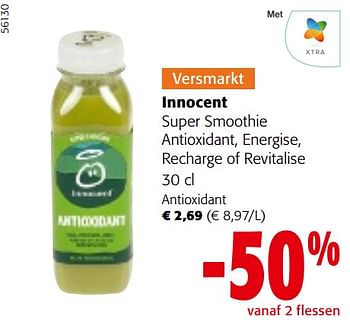 Promoties Innocent super smoothie antioxidant, energise, recharge of revitalise - Innocent - Geldig van 22/05/2024 tot 04/06/2024 bij Colruyt