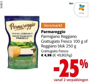 Promoties Parmareggio parmigiano reggiano grattugiato fresco - Parmareggio - Geldig van 22/05/2024 tot 04/06/2024 bij Colruyt
