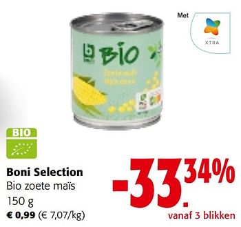 Promoties Boni selection bio zoete maïs - Boni - Geldig van 22/05/2024 tot 04/06/2024 bij Colruyt
