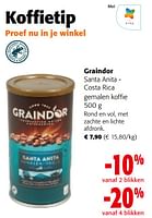 Promoties Graindor santa anita - costa rica gemalen koffie - Graindor - Geldig van 22/05/2024 tot 04/06/2024 bij Colruyt