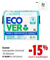 Promoties Ecover wascapsules universal - Ecover - Geldig van 22/05/2024 tot 04/06/2024 bij Colruyt