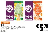 Promoties Gigi vegan ijssticks kiwi-ananas-spinazie of sinaas-wortel-gember - Gigi - Geldig van 22/05/2024 tot 04/06/2024 bij Colruyt