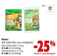 Promoties Knorr alle salad mix voor vinaigrette - Knorr - Geldig van 22/05/2024 tot 04/06/2024 bij Colruyt