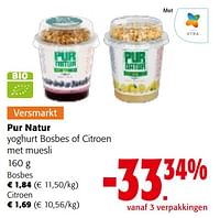 Promoties Pur natur yoghurt bosbes of citroen met muesli - Pur Natur - Geldig van 22/05/2024 tot 04/06/2024 bij Colruyt