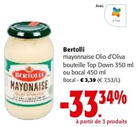 Promotions Bertolli mayonnaise olio d’oliva bouteille top down ou bocal - Bertolli - Valide de 22/05/2024 à 04/06/2024 chez Colruyt